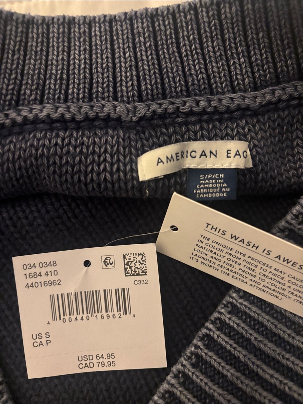 American Eagle Outfitters Slate Blue “Weekender” V-Neck Knit Sweater NWT - Picture 10 of 10